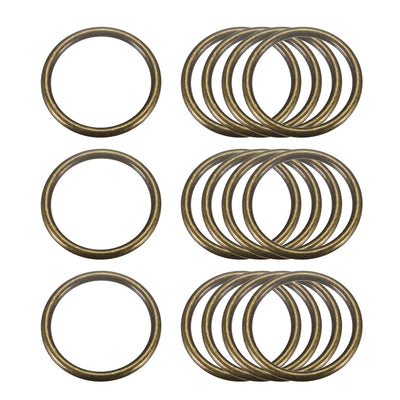 Harfington Uxcell Metal O Rings, 15pcs 30mm(1.18") ID 3mm Thick Welded O-Ringe, Bronze Tone
