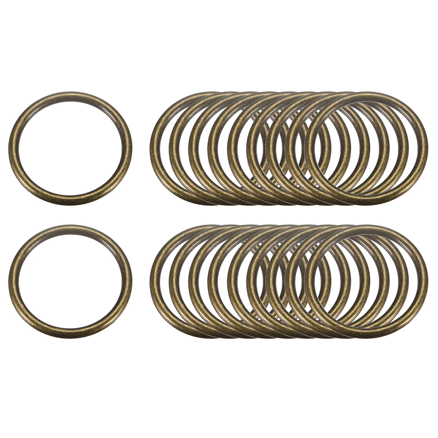 uxcell Uxcell Metal O Rings, 20pcs 30mm(1.18") ID 3mm Thick Welded O-Ringe, Bronze Tone