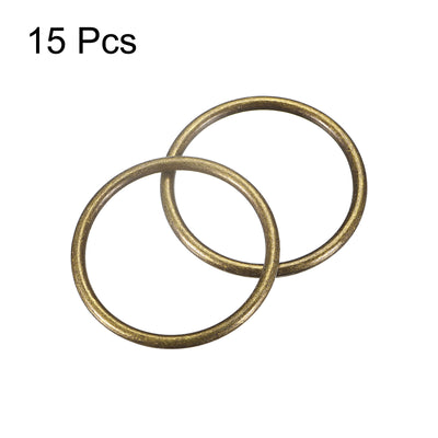 Harfington Uxcell Metal O Rings, 15pcs 35mm(1.38") ID 3mm Thick Welded O-Ringe, Bronze Tone