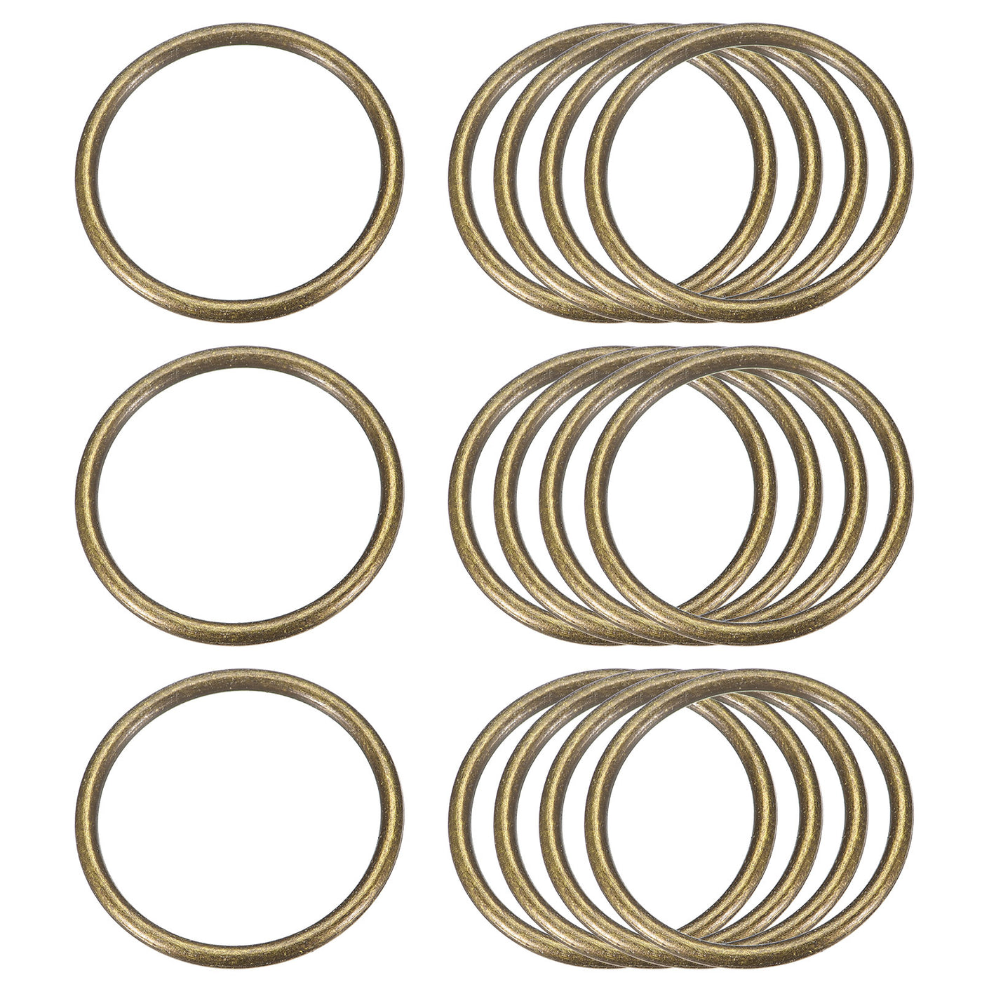 uxcell Uxcell Metal O Rings, 15pcs 35mm(1.38") ID 3mm Thick Welded O-Ringe, Bronze Tone