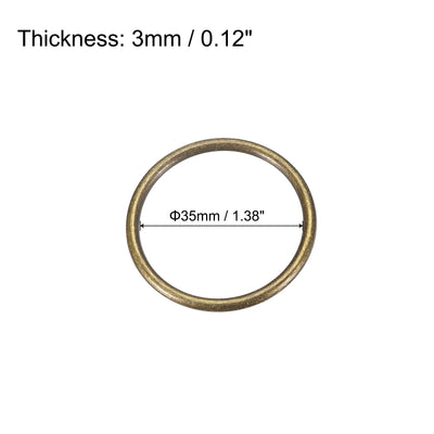 Harfington Uxcell Metal O Rings, 20pcs 35mm(1.38") ID 3mm Thick Welded O-Ringe, Bronze Tone