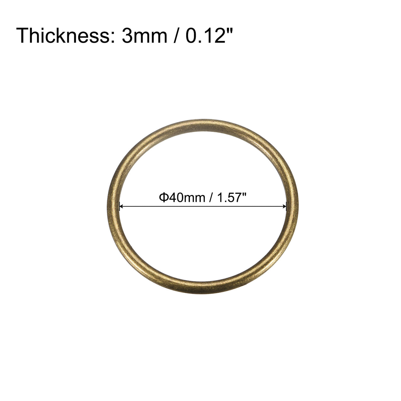 uxcell Uxcell Metal O Rings, 8pcs 40mm(1.57") ID 3mm Thick Welded O-Ringe, Bronze Tone
