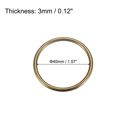 Harfington Uxcell Metal O Rings, 8pcs 40mm(1.57") ID 3mm Thick Welded O-Ringe, Bronze Tone