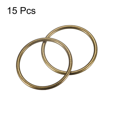 Harfington Uxcell Metal O Rings, 15pcs 40mm(1.57") ID 3mm Thick Welded O-Ringe, Bronze Tone