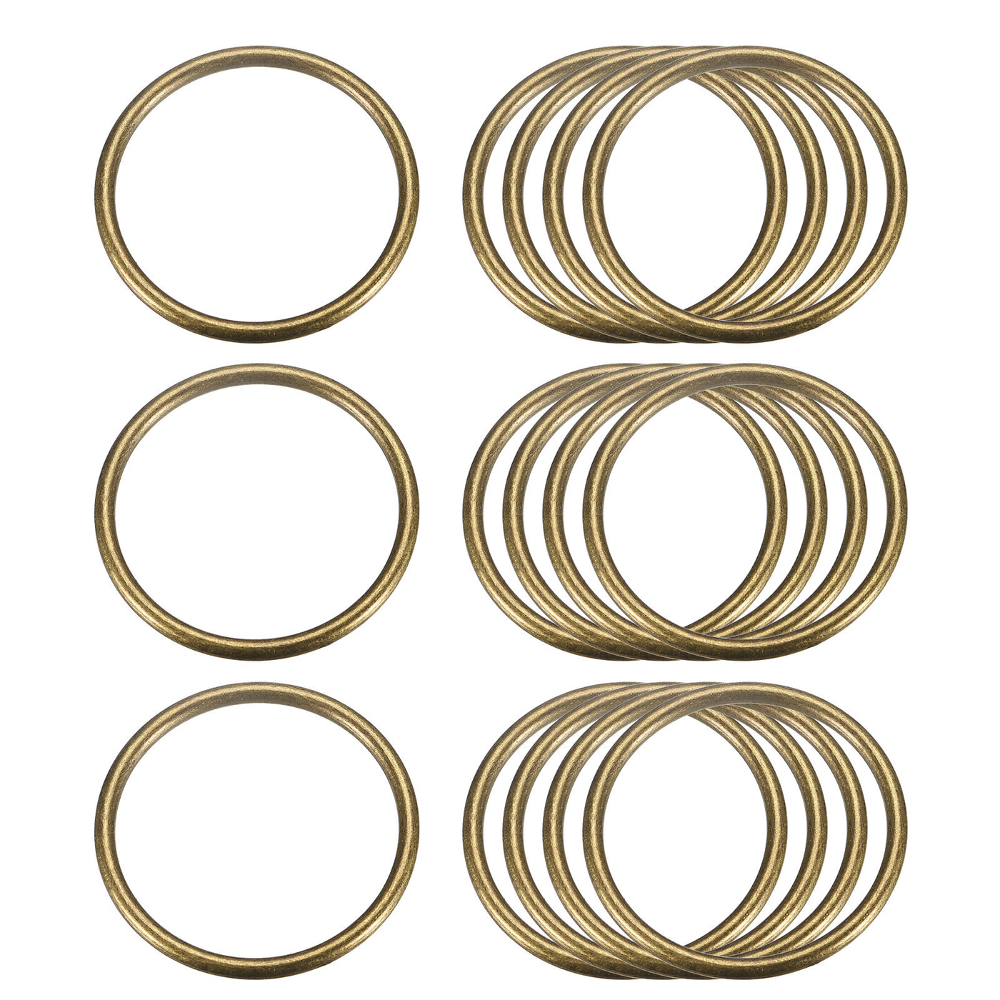 uxcell Uxcell Metal O Rings, 15pcs 40mm(1.57") ID 3mm Thick Welded O-Ringe, Bronze Tone