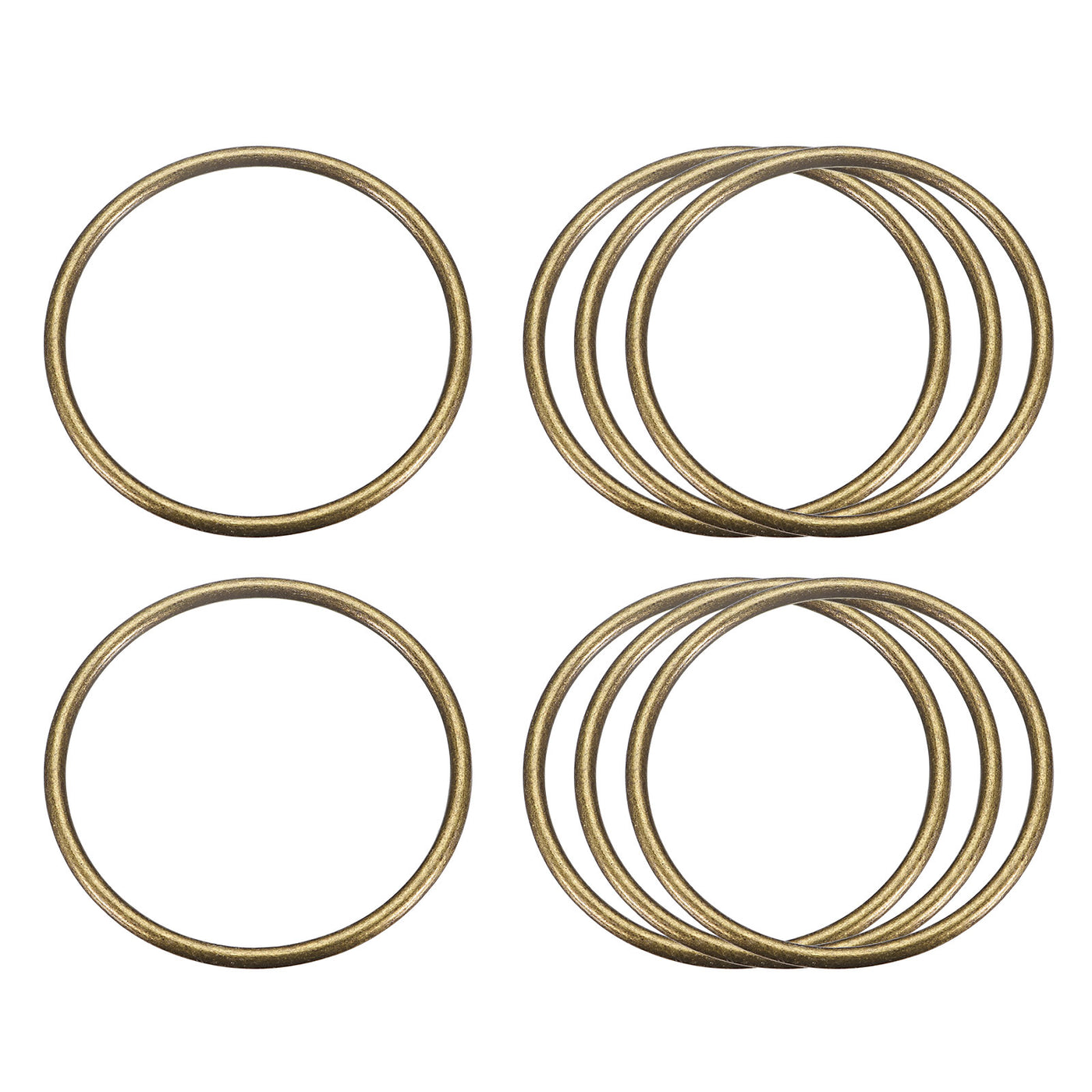 uxcell Uxcell Metal O Rings, 8pcs 50mm(1.97") ID 3mm Thick Welded O-Ringe, Bronze Tone