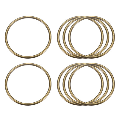 Harfington Uxcell Metal O Rings, 8pcs 50mm(1.97") ID 3mm Thick Welded O-Ringe, Bronze Tone