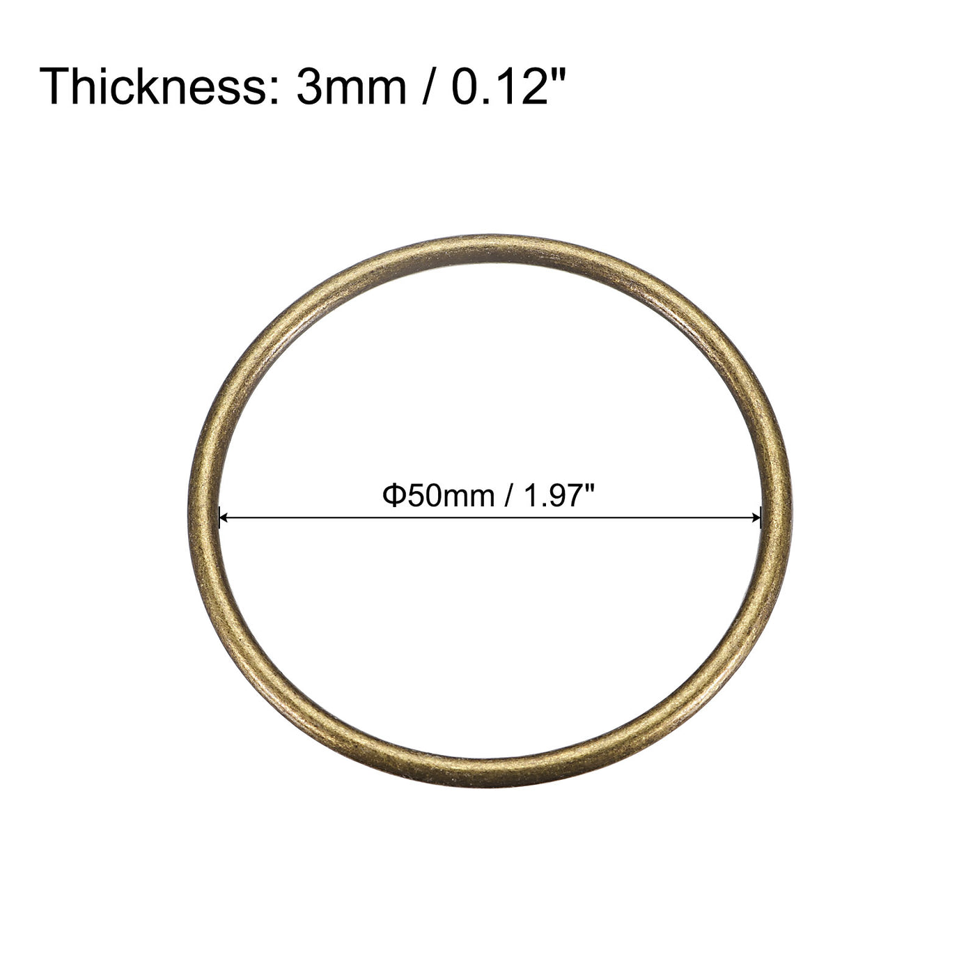 uxcell Uxcell Metal O Rings, 15pcs 50mm(1.97") ID 3mm Thick Welded O-Ringe, Bronze Tone