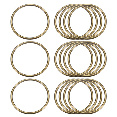Harfington Uxcell Metal O Rings, 15pcs 50mm(1.97") ID 3mm Thick Welded O-Ringe, Bronze Tone