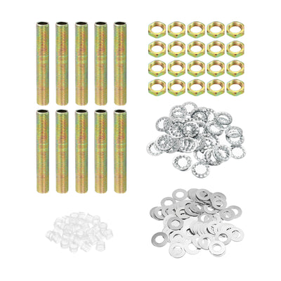Harfington 1/8IP Thread 2.56" Lamp Pipe Kit with Lock Nuts Washers, Fasteners Assortment Hardware for Chandelier Ceiling Light DIY, Zinc Plating