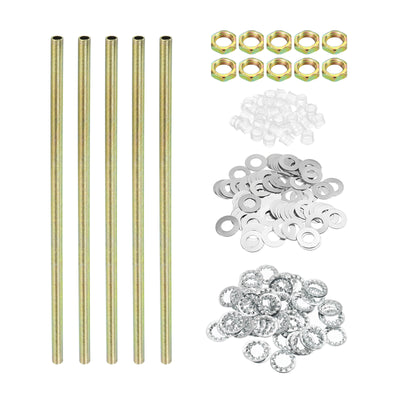 Harfington 1/8IP Thread 11.8" Lamp Pipe Kit with Lock Nuts Washers, 1 Set Fasteners Assortment Hardware for Chandelier Ceiling Light DIY, Zinc Plating