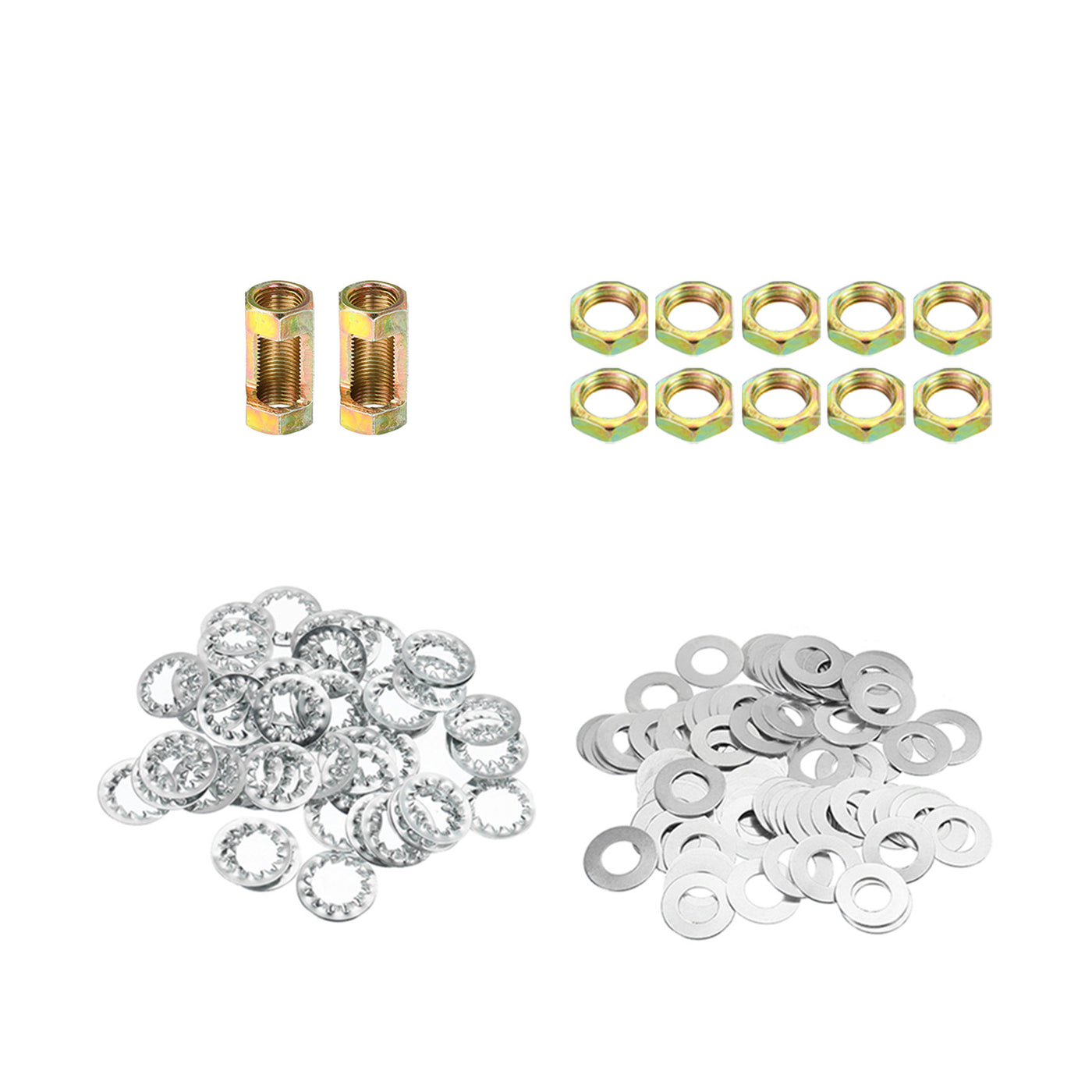 Harfington 1/8IP Thread Lamp Pipe Lock Nuts Washers, 2 Set Threaded Tube Fasteners Assortment Hardware for Chandelier Ceiling Light DIY, Zinc Plating