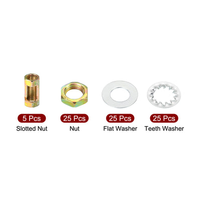Harfington 1/8IP Thread Lamp Pipe Lock Nuts Washers, 5 Set Threaded Tube Fasteners Assortment Hardware for Chandelier Ceiling Light DIY, Zinc Plating