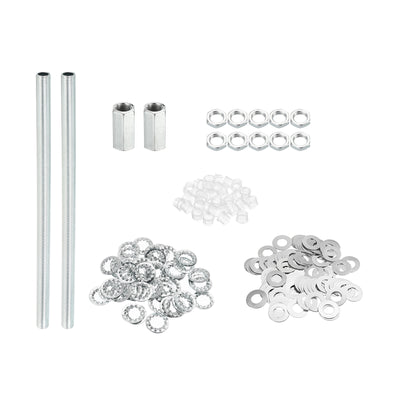 Harfington M10 Thread 7.87" Lamp Pipe Kit with Lock Nuts Washers, Fasteners Assortment Hardware for Chandelier Ceiling Light DIY, Zinc Plating