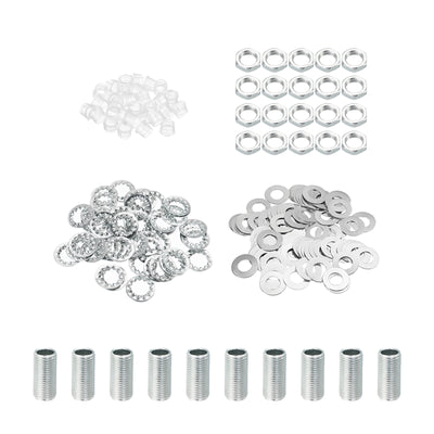 Harfington M10 Thread 0.79" Lamp Pipe Kit with Lock Nuts Washers, Fasteners Assortment Hardware for Chandelier Ceiling Light DIY, Zinc Plating