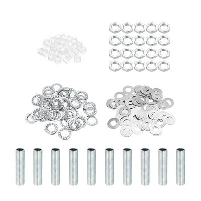 Harfington M10 Thread 1.58" Lamp Pipe Kit with Lock Nuts Washers, Fasteners Assortment Hardware for Chandelier Ceiling Light DIY, Zinc Plating
