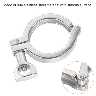 Harfington 2.03" Vacuum Clamp, 1 Pack 304Stainless Steel Hose Clamp with Nut, Silver
