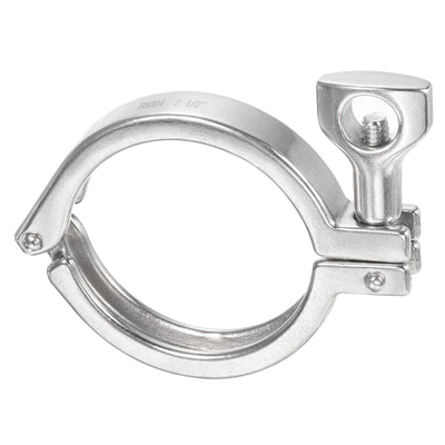 Harfington 2.66" Vacuum Clamp, 1 Pack 304Stainless Steel Hose Clamp with Nut, Silver