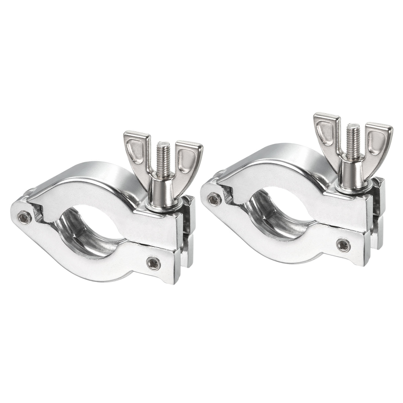 Harfington KF-16 Vacuum Clamp, 2 Pack Hose Clamp with Wing Nut for Ferrule, Silver