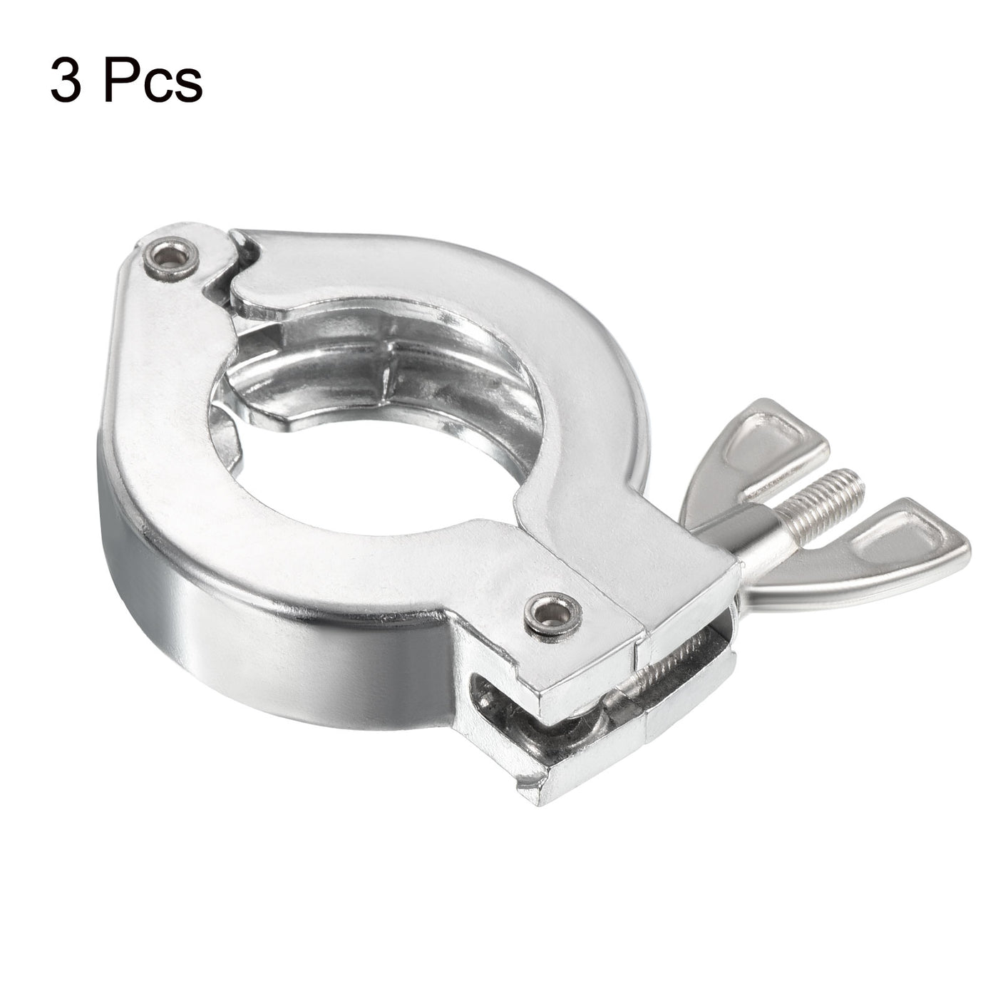 Harfington KF-25 Vacuum Clamp, 3 Pack Hose Clamp with Wing Nut for Ferrule, Silver