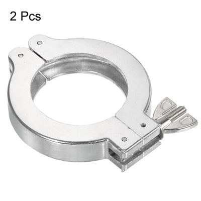 Harfington KF-50 Vacuum Clamp, 2 Pack Hose Clamp with Wing Nut for Ferrule, Silver
