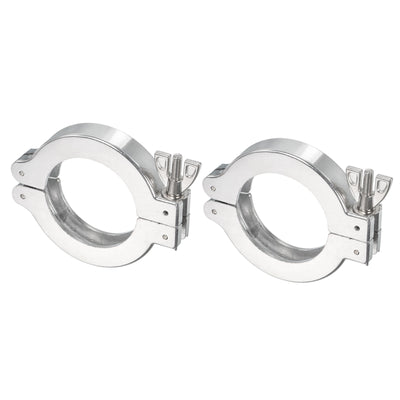 Harfington KF-50 Vacuum Clamp, 2 Pack Hose Clamp with Wing Nut for Ferrule, Silver