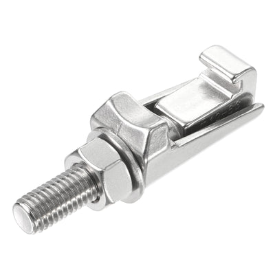 Harfington M12 Double Claw Clamp, 1 Pack SS304Stainless Steel Durable Vacuum Hose Clamp Bolt with Screw for Ferrule, Silver
