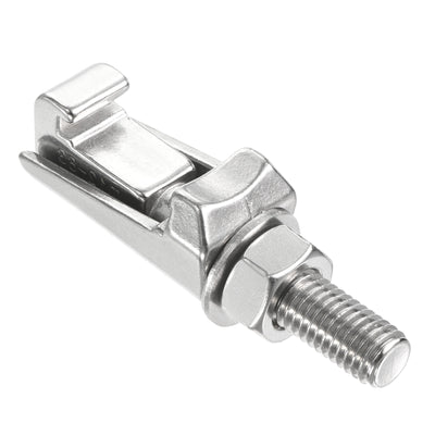 Harfington M12 Double Claw Clamp, 1 Pack SS304Stainless Steel Durable Vacuum Hose Clamp Bolt with Screw for Ferrule, Silver