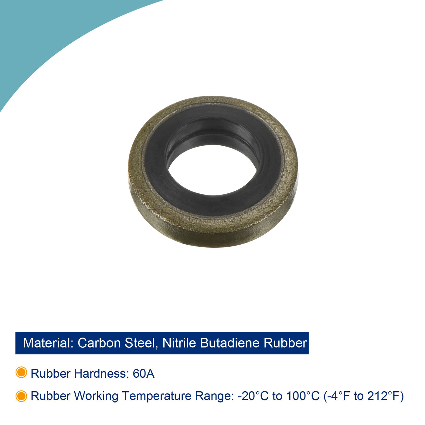 Harfington 5pcs M6 11.5x4.9x2mm Bonded Sealing Washer Carbon Steel Nitrile Rubber Gasket