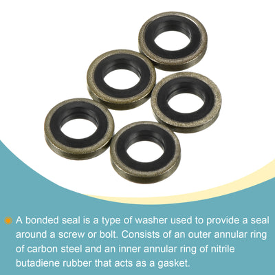 Harfington 10pcs M6 11.5x4.9x2mm Bonded Sealing Washer Carbon Steel Nitrile Rubber Gasket