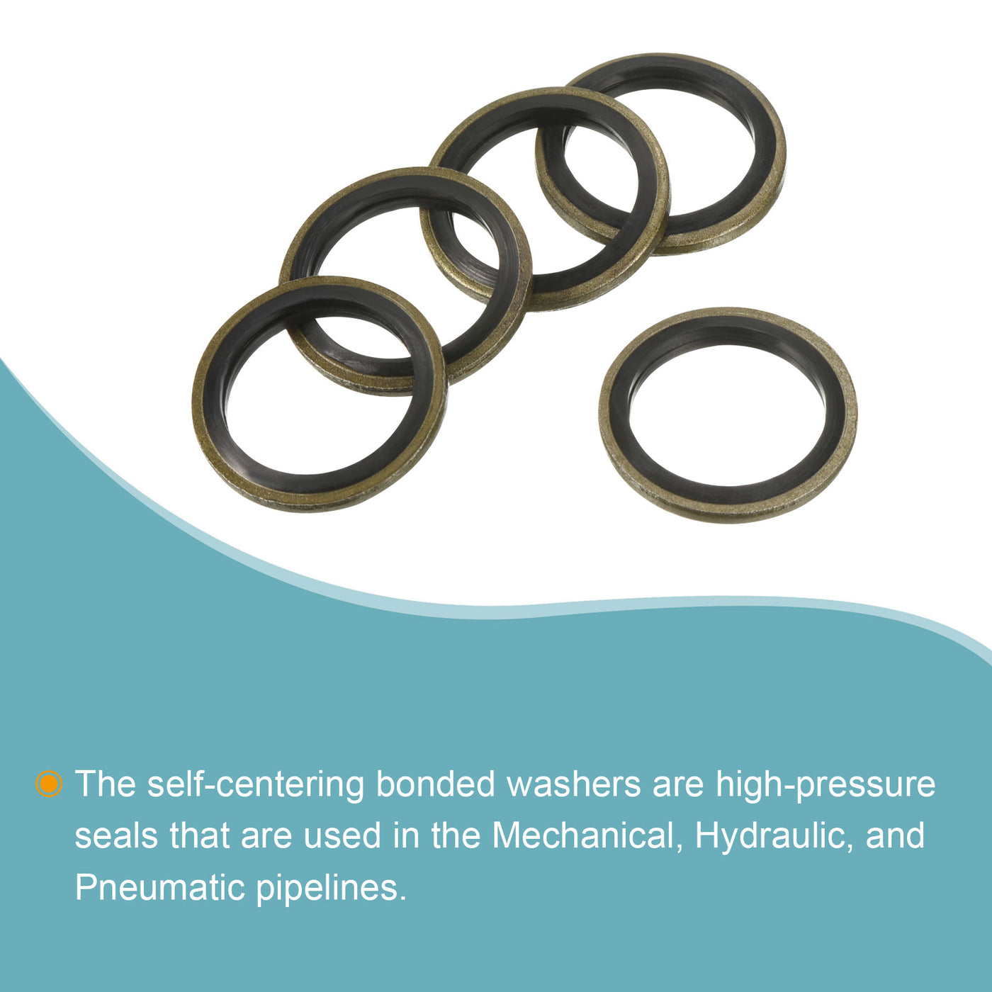 Harfington Bonded Sealing Washers M18 24.5x18x2mm Carbon Steel Nitrile Rubber Gasket, Pack of 10