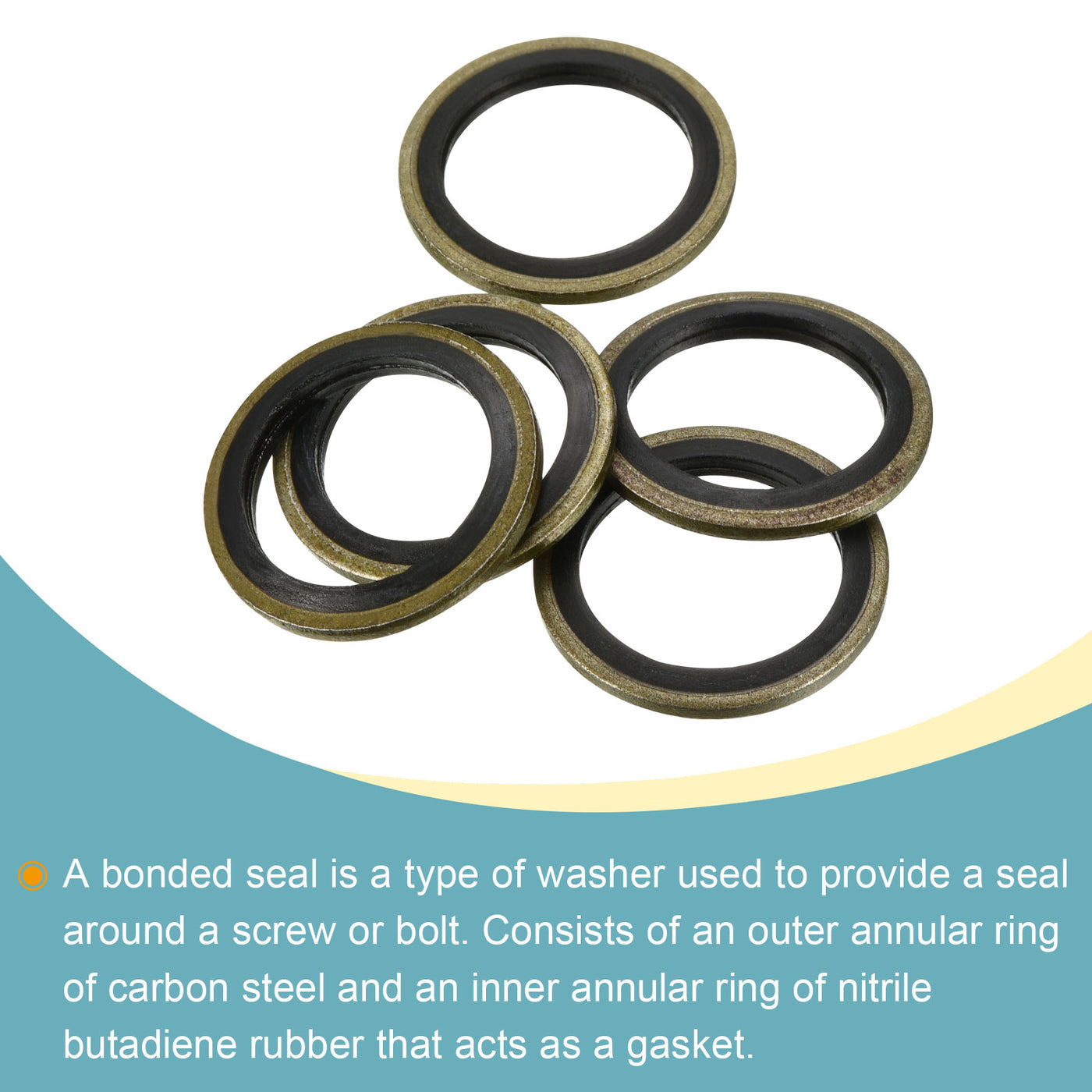 Harfington Bonded Sealing Washers M20 27.5x20x2mm Carbon Steel Nitrile Rubber Gasket, Pack of 10