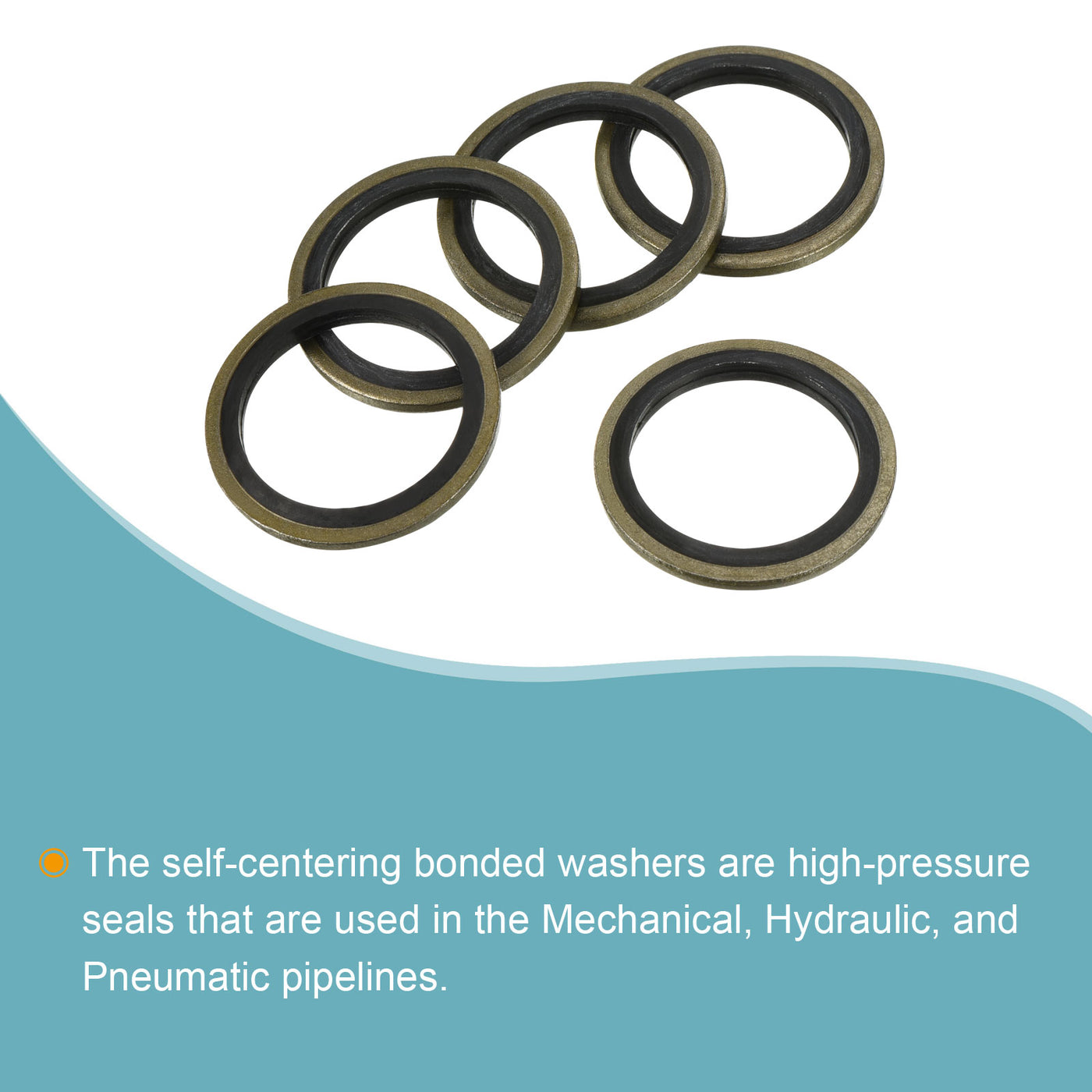 Harfington Bonded Sealing Washers M22 29.5x22x2mm Carbon Steel Nitrile Rubber Gasket, Pack of 10