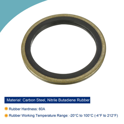 Harfington Bonded Sealing Washers M24 31.5x24x2mm Carbon Steel Nitrile Rubber Gasket, Pack of 10