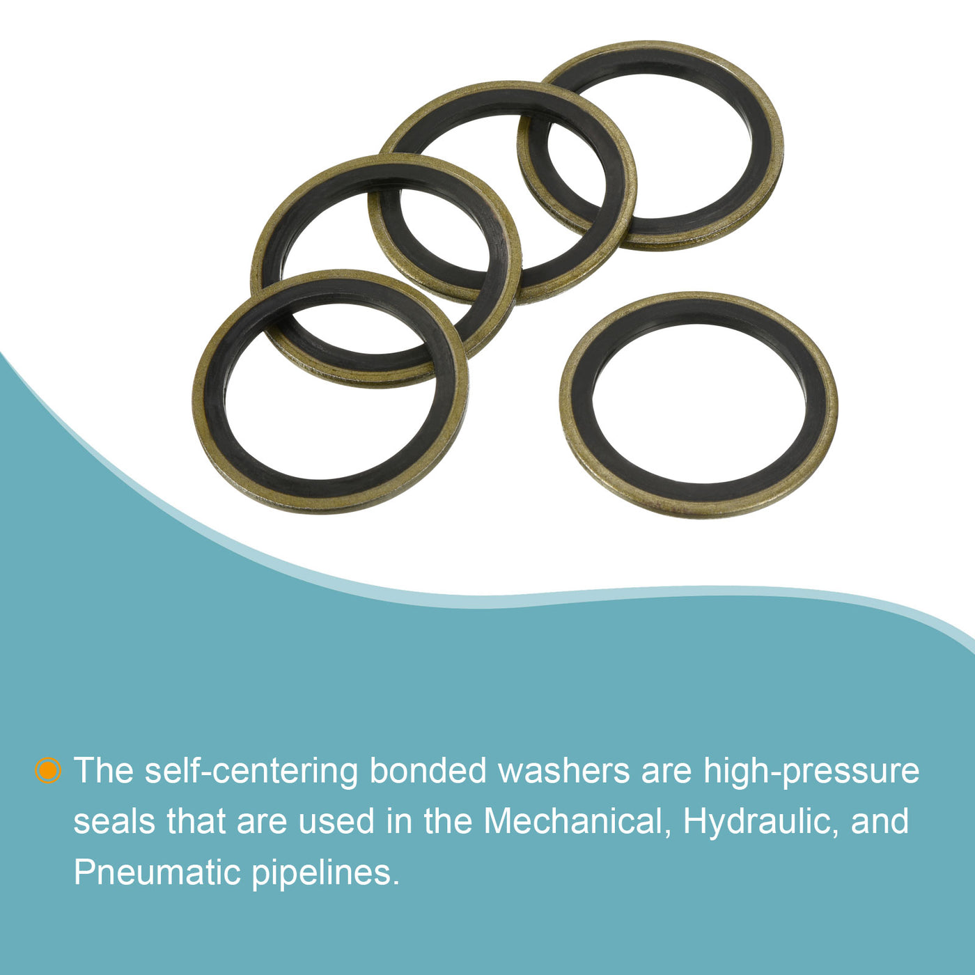 Harfington Bonded Sealing Washers M27 34.5x27x2mm Carbon Steel Nitrile Rubber Gasket, Pack of 10