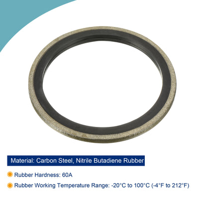 Harfington Bonded Sealing Washers M33 41.5x33x2mm Carbon Steel Nitrile Rubber Gasket, Pack of 5