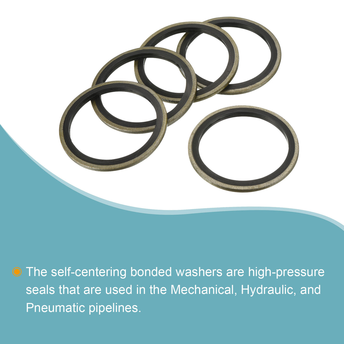 Harfington Bonded Sealing Washers M33 41.5x33x2mm Carbon Steel Nitrile Rubber Gasket, Pack of 10