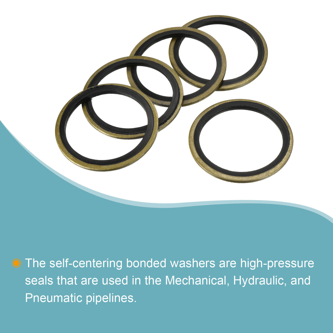 Harfington Bonded Sealing Washers M39 49.5x39x2mm Carbon Steel Nitrile Rubber Gasket, Pack of 5