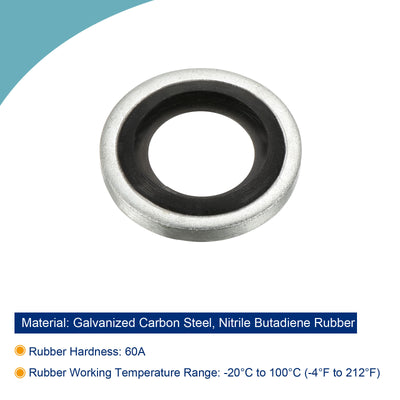 Harfington Bonded Sealing Washers G1/8 15.88x10.37x2mm Carbon Steel Nitrile Rubber Gasket, Pack of 5