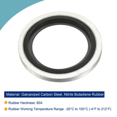 Harfington Bonded Sealing Washers G1/2 28.5x21.54x2.5mm Carbon Steel Nitrile Rubber Gasket, Pack of 5