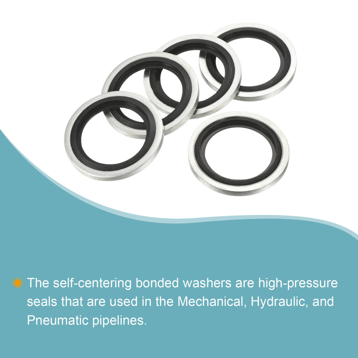 Harfington Bonded Sealing Washers G1/2 28.5x21.54x2.5mm Carbon Steel Nitrile Rubber Gasket, Pack of 5