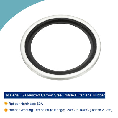 Harfington Bonded Sealing Washers G1-1/4 52.35x42.93x2.5mm Carbon Steel Nitrile Rubber Gasket, Pack of 5