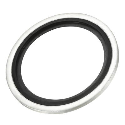 Harfington Bonded Sealing Washers G1-1/4 52.35x42.93x2.5mm Carbon Steel Nitrile Rubber Gasket, Pack of 5