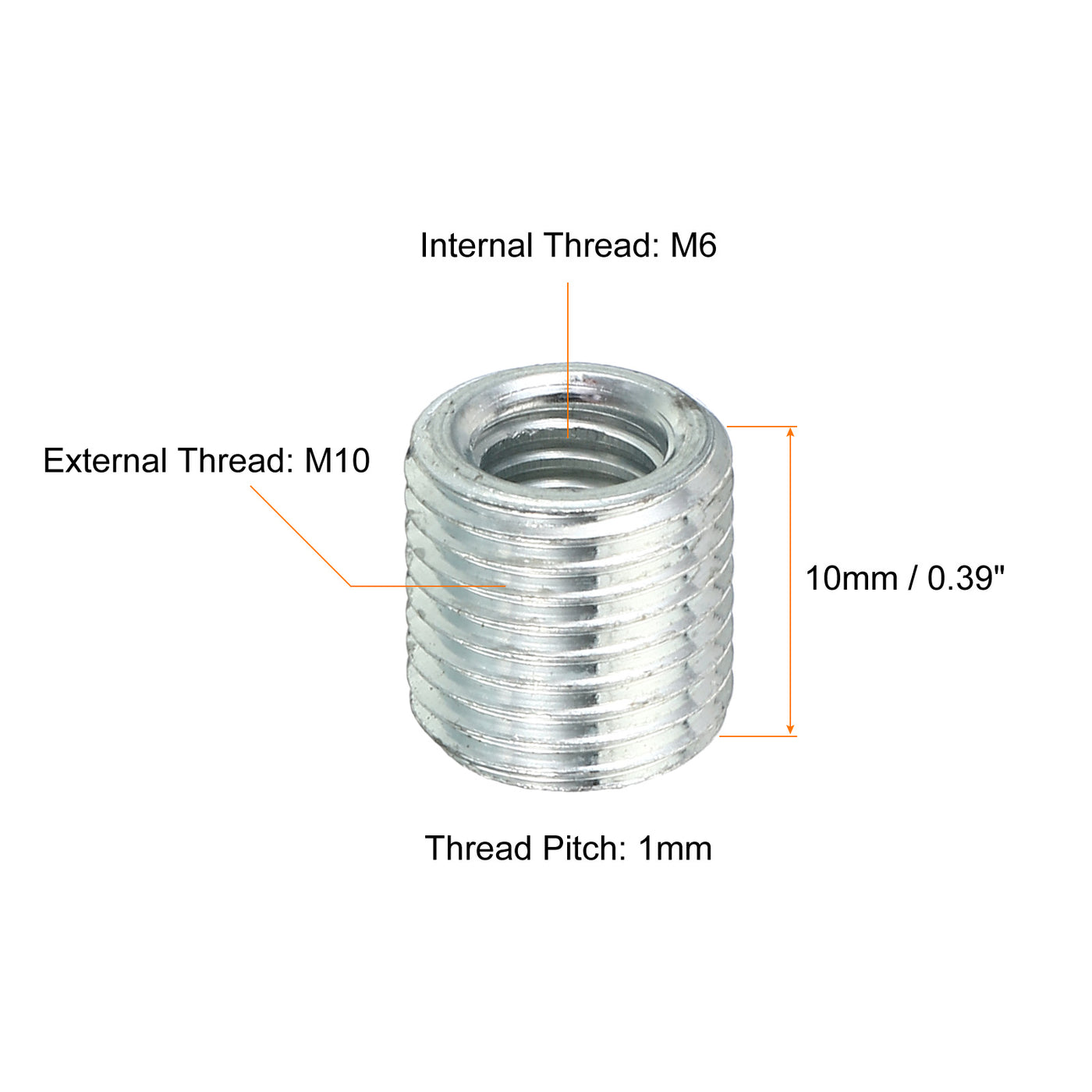M10x1mm to M6x1mm Thread Adapters Sleeve Reducing Nut, 20 Pack 10mm ...
