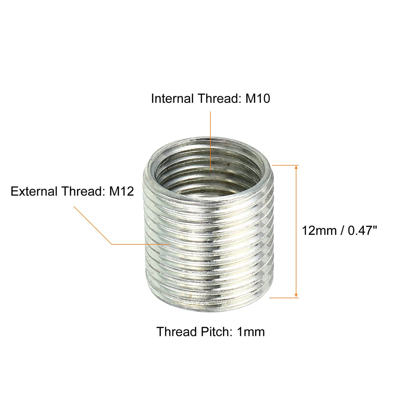M12 to M10 Thread Adapters Sleeve Reducing Nut, 15 Pack 12mm Screw ...