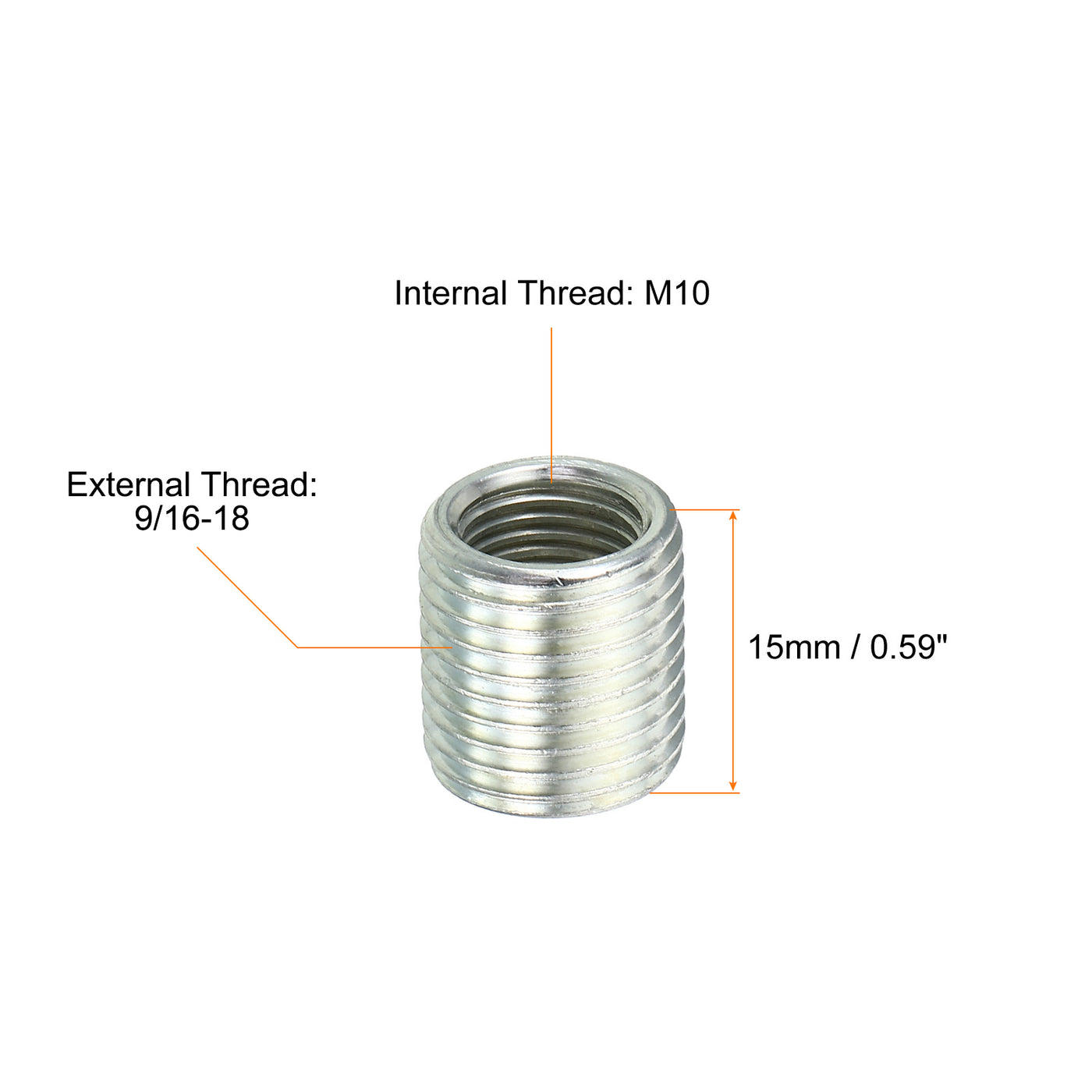 9/16-18 to M10 Thread Adapters Sleeve Reducing Nut, 5 Pack 15mm Screw ...