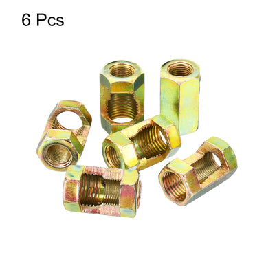 Harfington 1/8IP to 1/2-18 Hex Coupling Nut, 6 Pack Female Thread Connector 30mm Hexagonal Sleeve Nut Rod Bar Stud Tube Joint Adapter Hardware for Lamp Repair