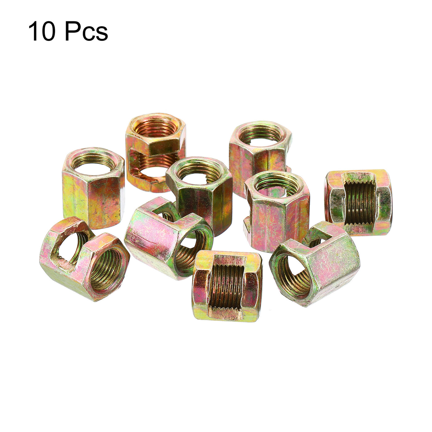 Harfington 1/8IP Hex Coupling Nut, 10 Pack Female Thread Connector 15mm Hexagonal Sleeve Nut Rod Bar Stud Tube Joint Slotted Hardware for Lamp Repair DIY