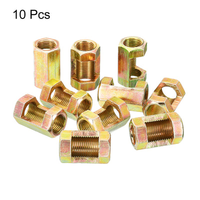 Harfington 1/8IP(1/8-27) Hex Coupling Nut, 10 Pack Female Thread Connector 25mm Hexagonal Sleeve Nut Rod Bar Stud Tube Joint Slotted Hardware for Lamp Repair DIY