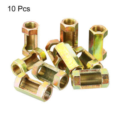 Harfington 1/8IP(1/8-27) Hex Coupling Nut, 10 Pack Female Thread Connector 30mm Hexagonal Sleeve Nut Rod Bar Stud Tube Joint Slotted Hardware for Lamp Repair DIY